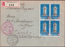 1940, Rotkreuzflug 25 (italienisch) mit B6 im Viererblock von ...
