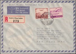 1946, F30+F31 auf Erstflug (SWISSAIR) von GENEVE nach New York (US), ...
