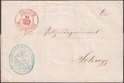 ZÜRICH (Polizey-Direction) 1850 (23.SEPT) nach Schwyz, ...