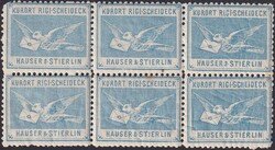 1880, XIX (Brieftaube blau, Rigi-Scheideck) ** postfrischer 6er-Block ...
