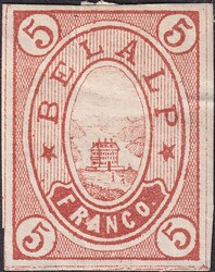 1877, Nr.2 (braunorange) Hotelpost: BELALP mit Aletschgletscher. ...