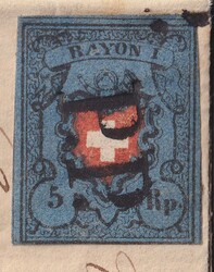 ZÜRICH 1850 (datiert 8.NOV.) nach ELGG, 15II.c (grauviolettblaue ...