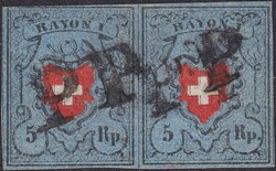 Type 23+24, 15I.c (grauschwarz) mit P.P. von BELLINZONA, farbfrisches ...