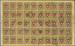 François Fournier-Fälschungsbogen zu 50 Marken (gelb, 16II ohne ...