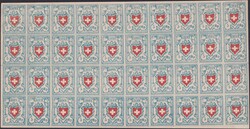 Fälschungs-Bogen zu 10 x 4 Marken Rayon I (hellblau, 17II) ...