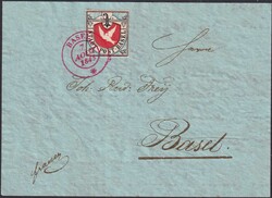 BASLER TAUBE, Nr.8a auf Ortsbrief von Peter Winter, gut gelungene ...