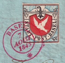 BASLER TAUBE, Nr.8a auf Ortsbrief von Peter Winter, gut gelungene ...