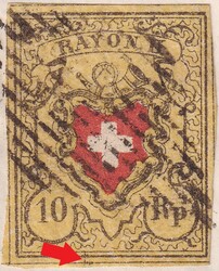 PAYERNE 1854 (20.APR) nach YVERDON, Rayon II Type 3 E-RO mit ...