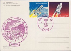 1985, Benefiting Mankind, saubere Karte der Schweiz mit US-Marken ...