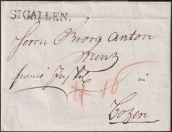 St.GALLEN 1804 nach BOLZEN (Südtirol, Italien), datiert 16.AUG, sehr ...