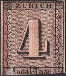 ZÜRICH 4, ESSLINGER PROBE, 1S ungebraucht (mit senkrechtem, starkem ...