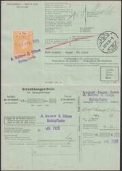 1934, Empfangsschein von SCHÜPFHEIM nach LUZERN, innenseitig mit ...