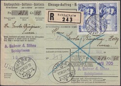 1931, Empfangsschein von SCHÜPFHEIM nach SURSEE, innenseitig mit ...