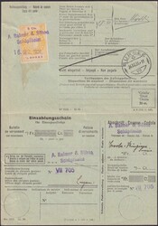 1931, Empfangsschein von SCHÜPFHEIM nach SURSEE, innenseitig mit ...