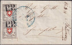 TÄGERWEILEN 1851 (8.FEBR.) nach FRAUENFELD, senkrechte Paar-Einheit ...