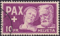 1945, Nr.274 (Michel: Nr.459) PAX-Marke 10Fr (altes Paar) links ...