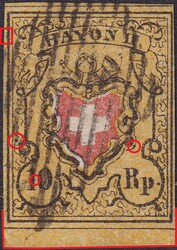 5655107: Rayon II, gelb, ohne Kreuzeinfassung (STEIN E) - Bogenränder / Ecken