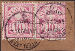 INTERLAKEN 1882, Nr.55 (weisses Papier) in Paar-Einheit auf ...