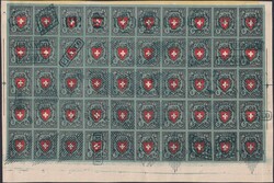 François Fournier-Fälschungsbogen zu 50 Marken (15II) mit gelbem ...