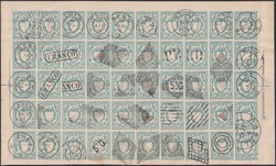 François Fournier-Fälschungsbogen zu 50 Marken (10 Rp. RAYON II, ...