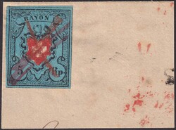 5655096: Rayon je, bleu foncé sans Croix Mont - Cancellations and seals