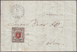HERZOGENBUCHSEE 1850 (9.DEZ) nach BADEN mit ORTS-POST (13I, Type 25). ...