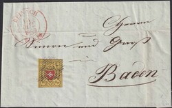 REINACH (AG) 1852 (13.OKT) nach BADEN (AG), Rayon II mit ...