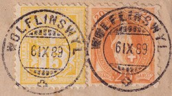 WÖLFLINSWYL AG (VORLADUNG) 6.SEPT.1889 nach "OBERHOF", Buntfrankatur ...