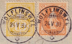 WÖLFLINSWYL AG (VORLADUNG) 24.MAI 1889 nach "FRICK", Buntfrankatur ...