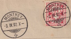 MONTHEY VS (Commandement de payer) 3.APR.1902 nach Fehraltorf. ...