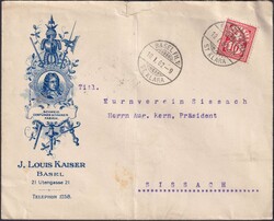 BASEL 1902 nach SISSACH, 61B auf illustrierem Brief (J.Louis KAISER) ...