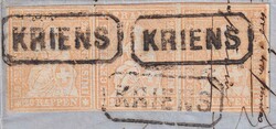KRIENS 1862 nach LEEDS (GB), attraktiver Dreierstreifen 25G (25B4.b) ...