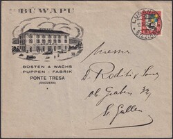 1925, J35 auf illustriertem Brief: PONTE TRESA (Svizzera) ab LUGANO ...