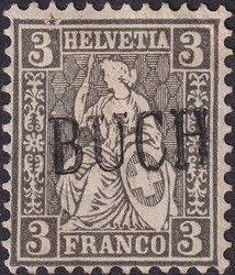 3c schwarz, Nr.29 mit Stab-Stempel BUCH (SH) sehr gut gezähnt und ...