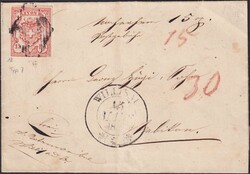 WILLISAU 1852 nach NEBIKON, Nr.18.2.01 (Type 7) auf vollständigem ...