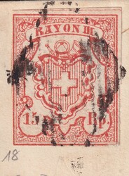 WILLISAU 1852 nach NEBIKON, Nr.18.2.01 (Type 7) auf vollständigem ...