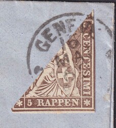 HALBIERUNG von Genève (Ortsbrief), 22G (22B4) auf sauberem Brief, ...
