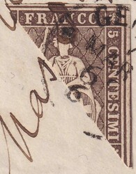 GENEVE 1862, 22G (22B4) auf Teilbrief mit Halbierung, mit Attest, ...