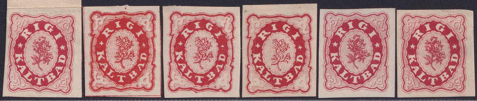 1864, Rigi-Kaltbad, Auswahl von geschnittenen Marken inklusive ...