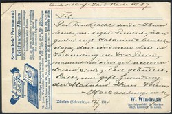 1911, Zudruck-Karte von Zürich mit Nr.120 (Helvetia Brustbild): ...