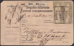 ÖSTERREICH, 4x 1Fr. golden (36.c) im Viererblock von BASEL nach WIEN ...