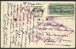 USA, 1930, EUROPA - PAN-AMERICA Zeppelin-Flug zusätzlich mit rotem ...