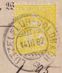LÜTZELFLÜH-GOLDBACH 1882, 15c gelb Faserpapier, Nr.47 auf ...