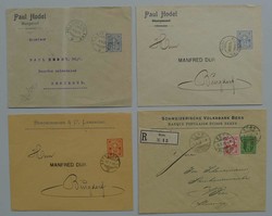 1908, vier saubere Privat-Ganzsachen von: VILLARS-S-GLANE, ...