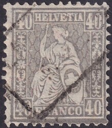 40c grau, Nr. 50 (Faserpapier) mit Stempel: LAUSANNE (Gr. 98) meist ...