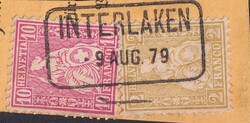 INTERLAKEN 1879 (9.AUG), Nr.37+38 auf Briefstück mit sauberem ...