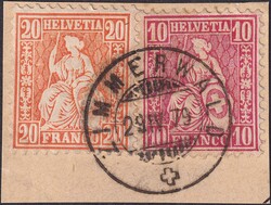 ZIMMERWALD (BE), Nr.32+38 sauber auf Briefstück vom 29.APR.1879, gut ...