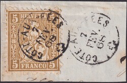 COTÉ-AUX-FEES (NE), Nr.30.b (gelbl'braun) tadellos gezähnt auf ...