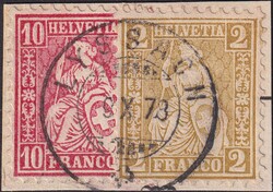 LYSSACH 1878 (9.OKT) Nr.37+38 mit zentrischem Vollstempel auf ...