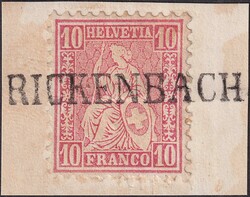 RICKENBACH (LU), Nr.38 mit rechts gespaltener Randlinie auf sauberem ...